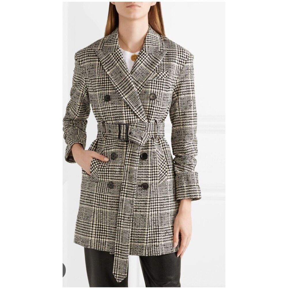 Veronica Beard Plaid Belted Double Breasted Blazer Coat Jacket Cotton. Size 6